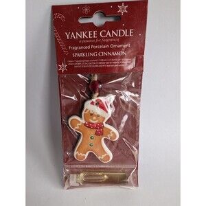 Yankee Candle Gingerbread Man Christmas Ornament 2010 Porcelain Cinnamon